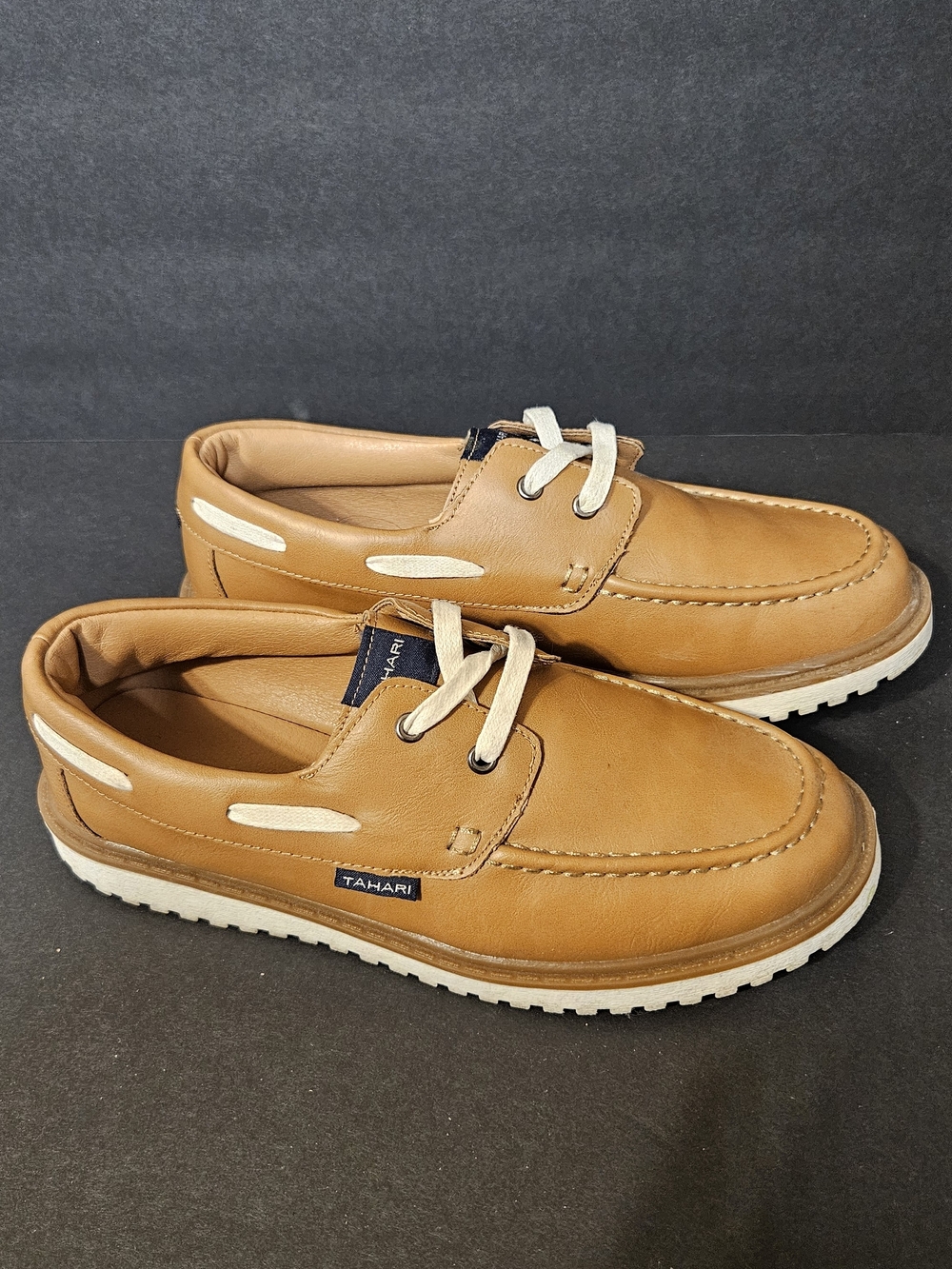 Tahari Youth Tan Leather Boat Shoes
